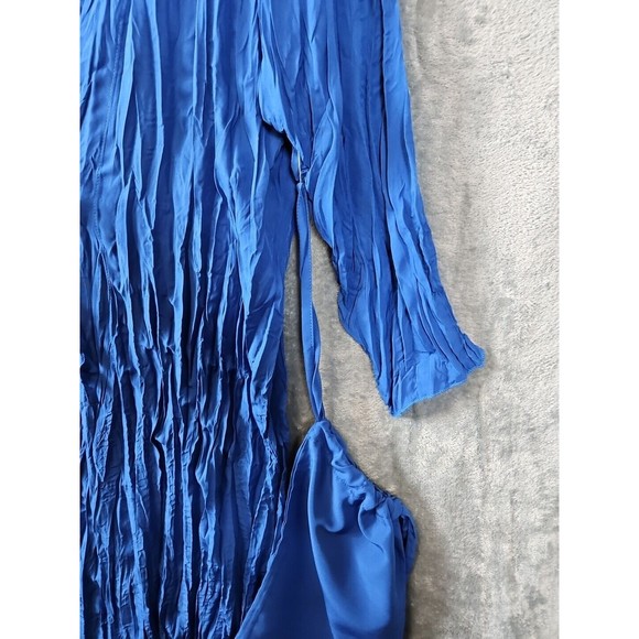 Soft Surroundings Women's XL Blue Tie Duster crinkle pleats with bag lightweight - Picture 3 of 11